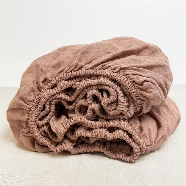 nordery nordery Spannbettlaken - 100% europäisches Leinen - Stonewashed, Puderrosa (rose), – Produktbild 2 von 4