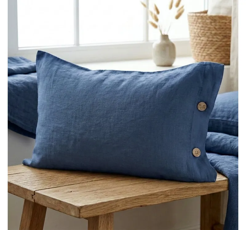 Interior by Hakito Kissenbezug 100% reine Leinen 180g/m² GOTS BIO zertifiziert, Blau, – Produktbild 7 von 8