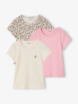 Vertbaudet 3er-Pack T-Shirts mit Picotkante aus Rippjersey Mädchen – Produktbild 1 von 1