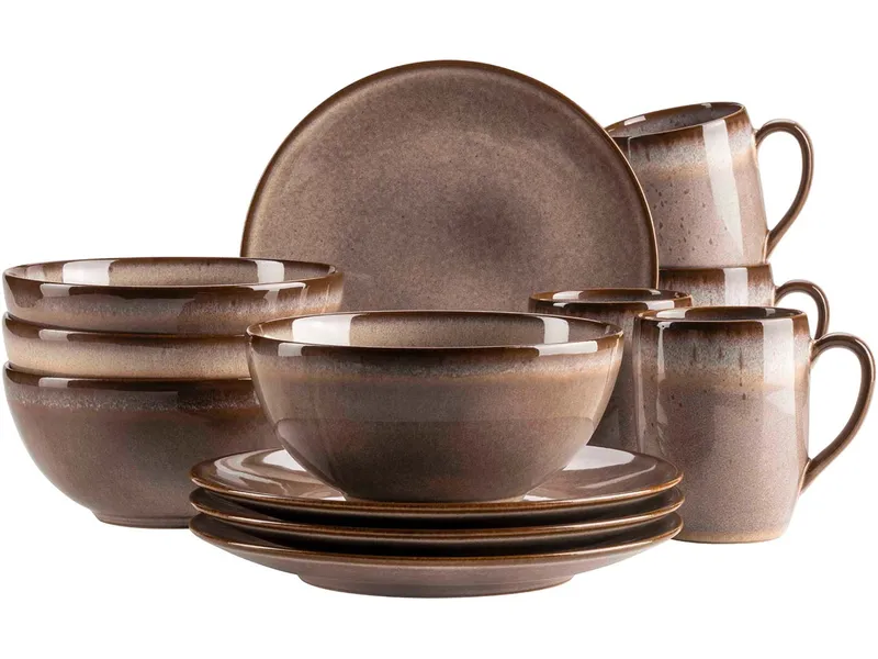 Mäser Mäser Frühstücksset 12-tlg. "Smoky's" Steinzeug, Braun, – Produktbild 1 von 5