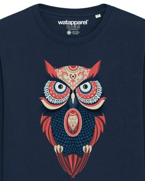 watapparel watapparel Sweatshirt Unisex Colorful Owl, French navy, – Produktbild 3 von 4
