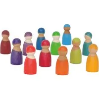 Grimms Grimms Regenbogenfreunde aus Holz 12-teilig, bunt lasiert 12 Holzfiguren – Produktbild 1 von 1