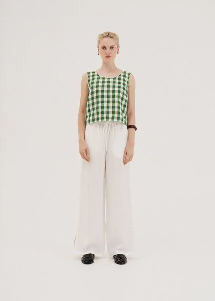 AmourLinen AmourLinen Schürzentop aus Leinen ELLA, Grünes gingham, – Produktbild 1 von 4