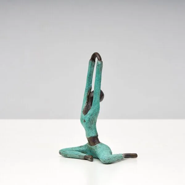 Moogoo Creative Africa Moogoo Creative Africa Bronze-Skulptur Yoga "Barbara" | by Hamidou | Unikate, Türkis, – Produktbild 2 von 3