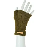 short'n'pietz short'n'pietz Handstulpen aus Schurwolle für Kinder, handgestrickt, Olivegrün, – Produktbild 1 von 1