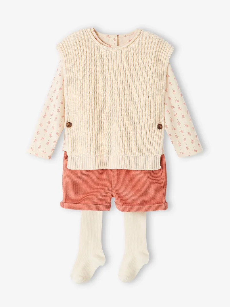 Vertbaudet Mädchen Baby-Set, Altrosa, – Produktbild 3 von 4