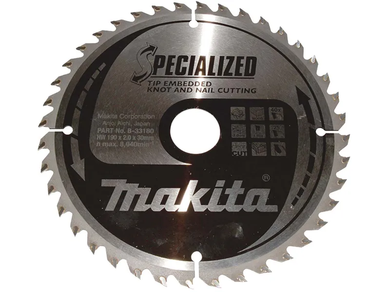 Makita Makita Sägeblatt SPECIALIZED "B-33180" 190x30x40Z – Produktbild 1 von 1