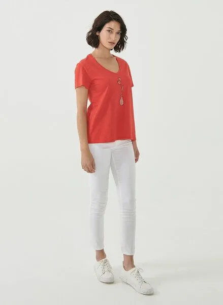 ORGANICATION ORGANICATION T-Shirt aus Bio-Baumwolle mit Blumen-Print, Red, – Produktbild 2 von 4
