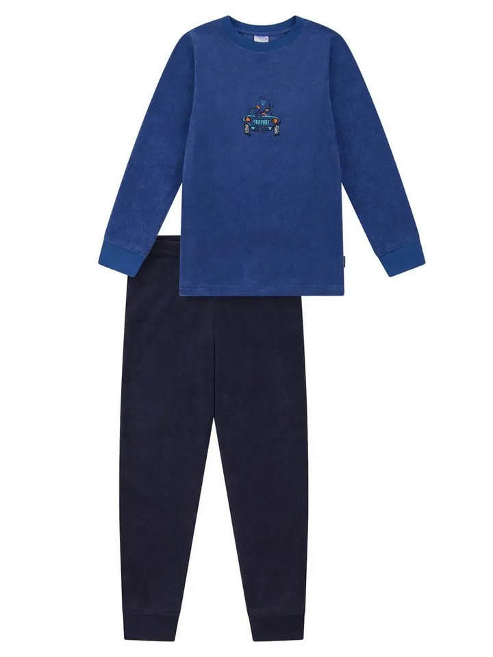 Schiesser Schiesser Pyjama Nightwear 1 (2 tlg) schlafanzug schlafmode bequem, Blau, – Produktbild 2 von 5