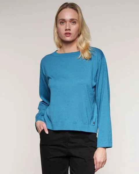 Alma & Lovis Alma & Lovis Cooler Stricksweater aus reiner Bio-Baumwolle | Sweater, Achat (türkis blau), – Produktbild 1 von 4