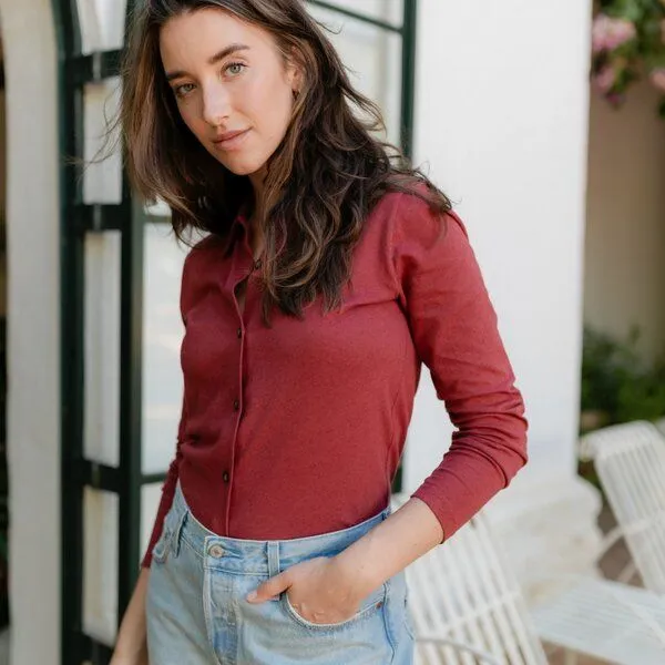 NORDLICHT NORDLICHT Jersey Bluse Sara, Rostrot (rot), – Produktbild 3 von 4