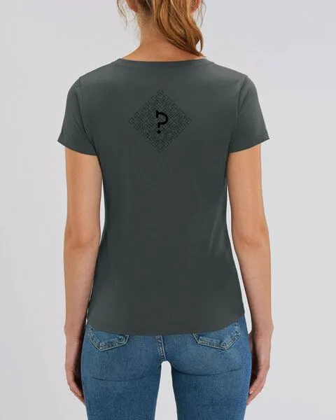 Human Family Human Family Bio Damen T-Shirt mit V-Ausschnitt "Evolution - Geo Questionmark", Anthrazit, – Produktbild 3 von 3