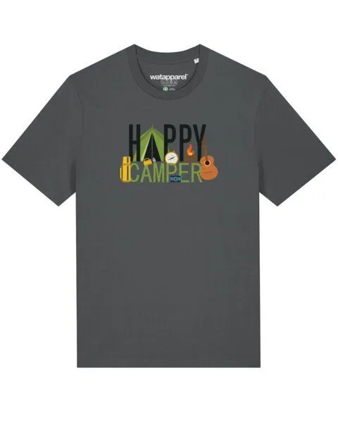 watapparel watapparel T-Shirt Unisex Happy Camper, Anthracite, – Produktbild 1 von 3