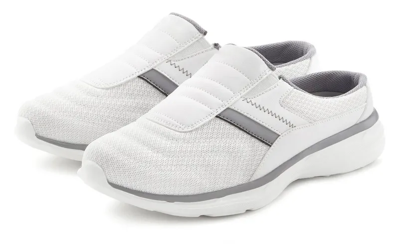 Vivance by Lascana Slip-On-Sneaker, Sneaker, Freizeitschuh, Halbschuh, Sabot zum Reinschlüpfen Unisex VEGAN, Grau|weiß, – Produktbild 2 von 5