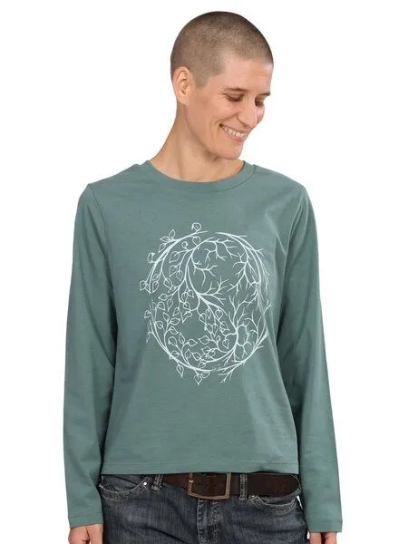 Life-Tree Life-Tree Longsleeve aus Biobaumwolle Fairwear für Damen YinYang, Grün, – Produktbild 5 von 5