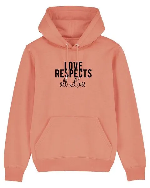 Human Family Human Family Bio Unisex Hoodie "Love - Respects", Sunset-orange, – Produktbild 1 von 2