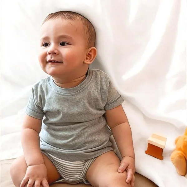 OrganicEra Baby S/S T-shirt Body 'OrganicEra' aus Bio-Baumwolle, Rose, – Produktbild 2 von 4