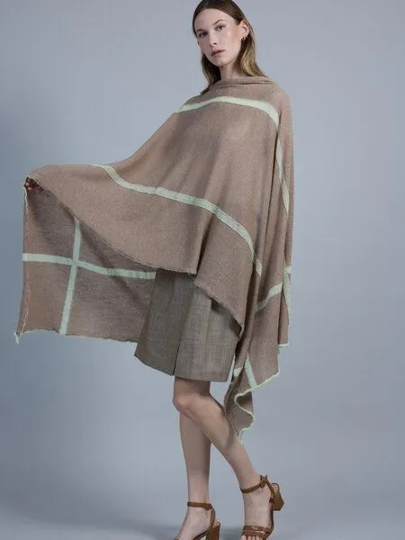 Susan's Fashion Susan's Fashion beige-brauner Merinowollschal Theresa, Braun, – Produktbild 1 von 4