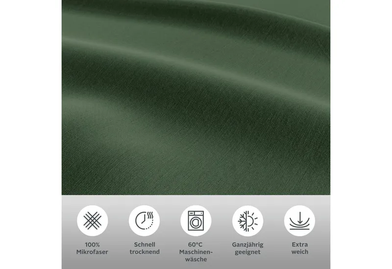 OTTO home Bettwäsche Desner 100% Microfaser, extra weich, allergikerfreundlich, Microfaser, 2 teilig, Premium Qualität, uni, schnell trocknend, pflegeleicht, ab 135x200 cm, Grün, – Produktbild 5 von 8