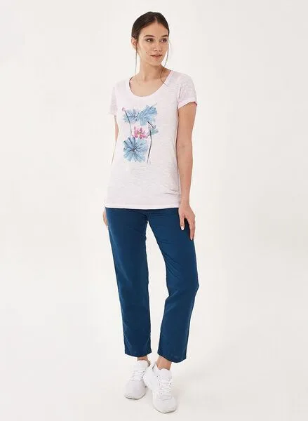 ORGANICATION ORGANICATION Garment Dyed T-Shirt aus Bio-Baumwolle mit Blumen-Print, Lavender, – Produktbild 2 von 4