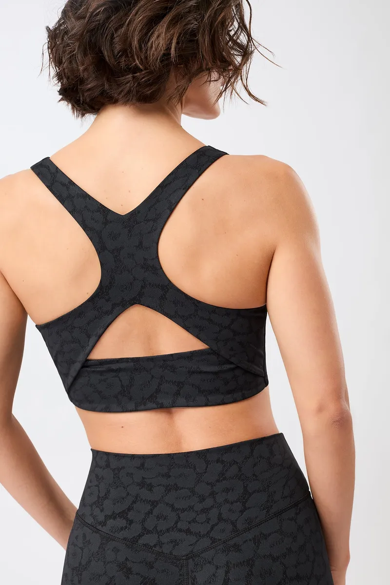mandala MANDALA Damen vegan Sport Bh Printed Leo Schwarz, Schwarz, – Produktbild 1 von 2
