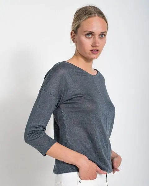 Alma & Lovis Alma & Lovis Sommer Leinenshirt aus Leinen-Jersey | Linen Pure, Grün, – Produktbild 3 von 4