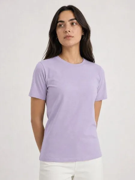 COREBASE COREBASE Damen TShirt "Classic Fit" aus 100% Baumwolle, Pastel lilac (lila), – Produktbild 4 von 5