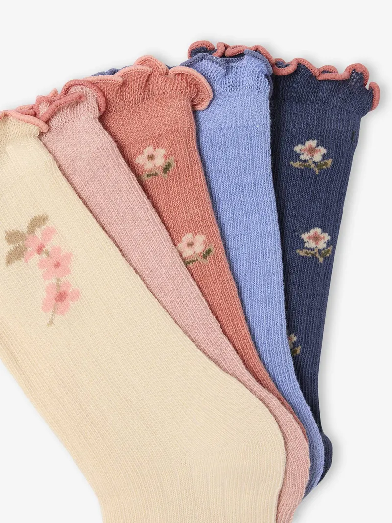 Vertbaudet 5er-Pack Socken BLÜMCHEN, Blush, – Produktbild 2 von 2