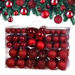 Casaria® Weihnachtskugeln Rot 100-tlg in matt, glänzend & glitzernd – Produktbild 1 von 1