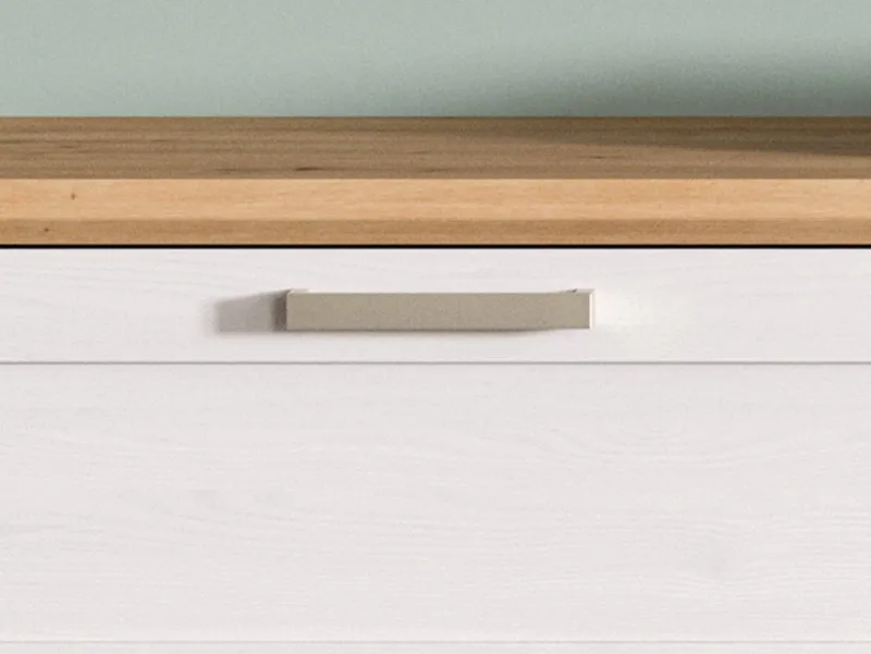 Inn.Furn Sideboard Mirano (Kommode in weiß Lärche Landhaus und Eiche Artisan, 129 x 80 cm), 2-türig mit 3 Schubladen, Weiß, – Produktbild 3 von 5