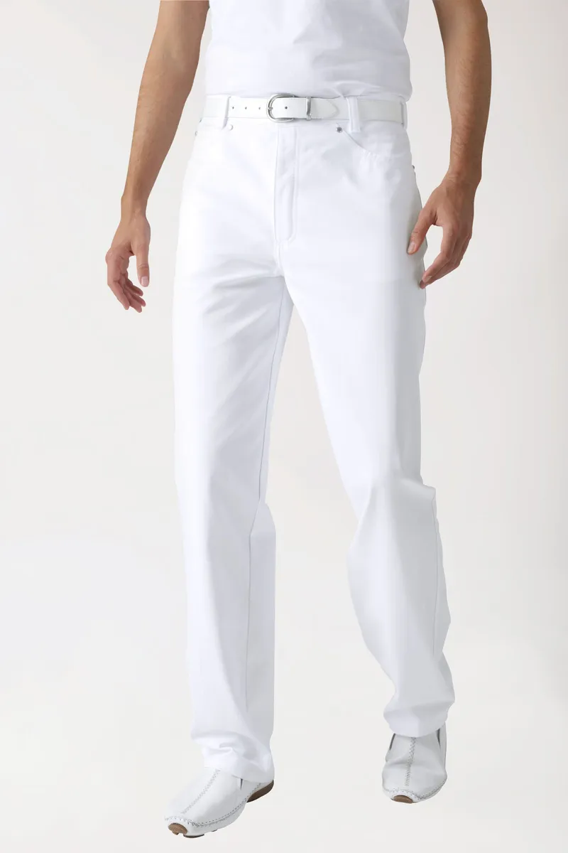 BERUFSBEKLEIDUNG 5-Pocket Arbeits- und Berufshose Herren - Jeanslook, weiß - Berufsbekleidung.de, Weiß, – Produktbild 1 von 1
