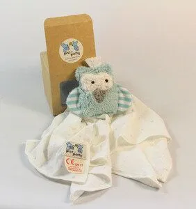 Pat und Patty Pat und Patty Personalisertes Schmusetuch/ Schnuffeltuch, Greifling „Eule“, 100 % Baumwolle-kbA – Produktbild 4 von 4