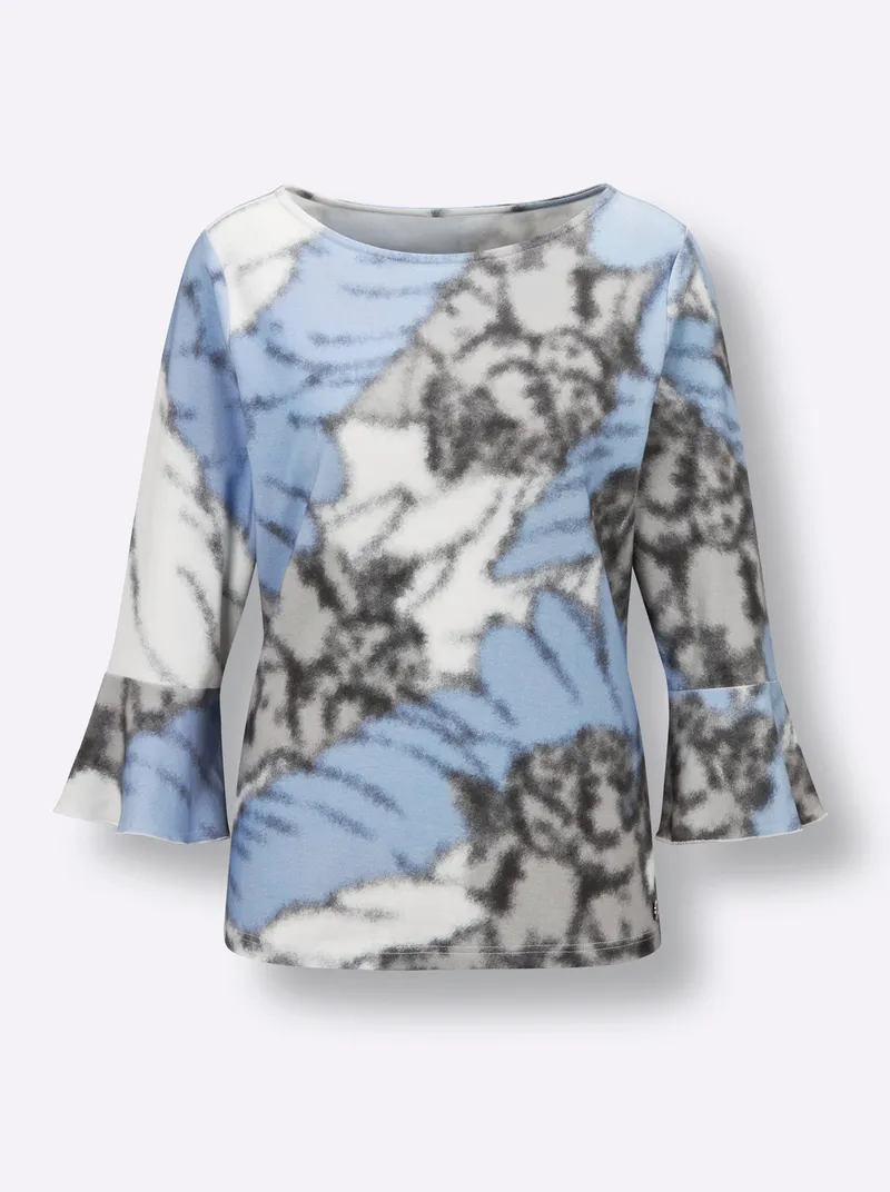 3/4-Arm-Shirt, Ecru-eisblau, – Produktbild 2 von 3