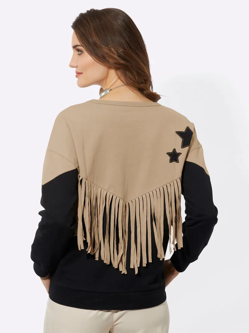 Witt Sweatshirt beige-schwarz, Beige-schwarz, – Produktbild 3 von 3