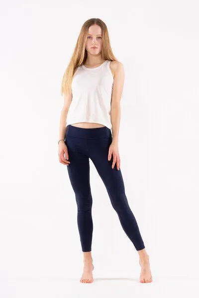 YOIQI YOIQI Yoga Leggings aus Bio-Baumwolle mit hohem Bund, Deep blue(blau), – Produktbild 1 von 4