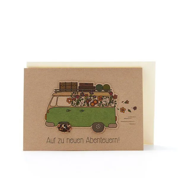 Die Stadtgärtner Die Stadtgärtner Grußkarte für Camper VW Bus / Bulli mit Blumensamen – Produktbild 1 von 3