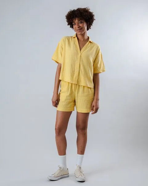 Brava Fabrics Brava Fabrics Kurzarm-Bluse Bubble Cropped Blouse, Yellow, – Produktbild 4 von 4