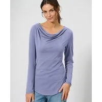 HempAge HempAge Damen Langarmshirt mit Wasserfallkragen Hanf/Biobaumwolle, Lavender lila, – Produktbild 1 von 1