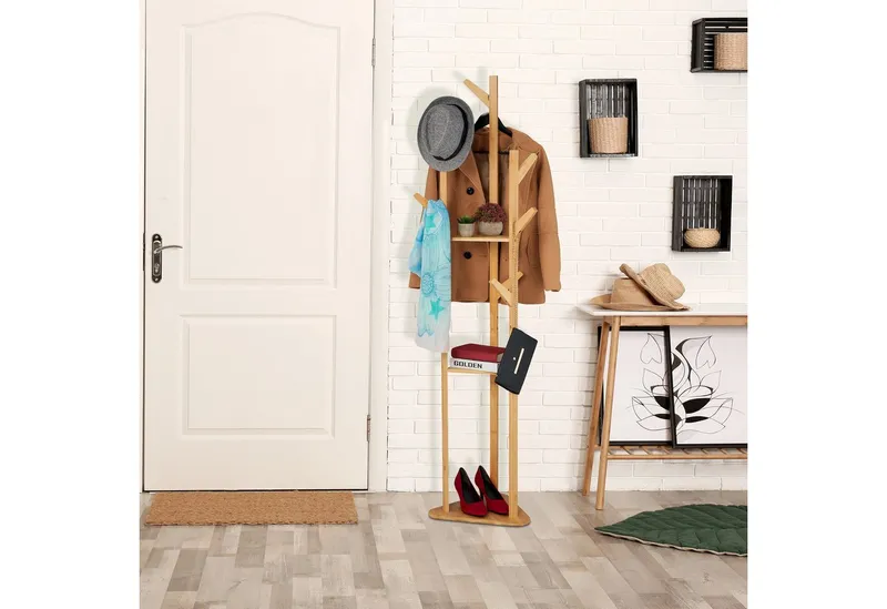 RELAXDAYS RELAXDAYS Garderobenständer Bambus dreieckig, (1 St), Braun, – Produktbild 2 von 5
