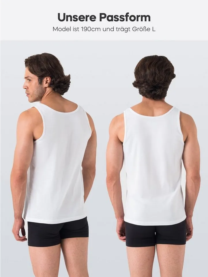 Barrio 13 Barrio 13 Unterhemd Tank Top Achselshirt für Herren (Packung, Set, Spar-Pack, Spar-Packung, 3-St., 3er-Pack) Feinripp aus Baumwolle, Weiß, – Produktbild 5 von 5