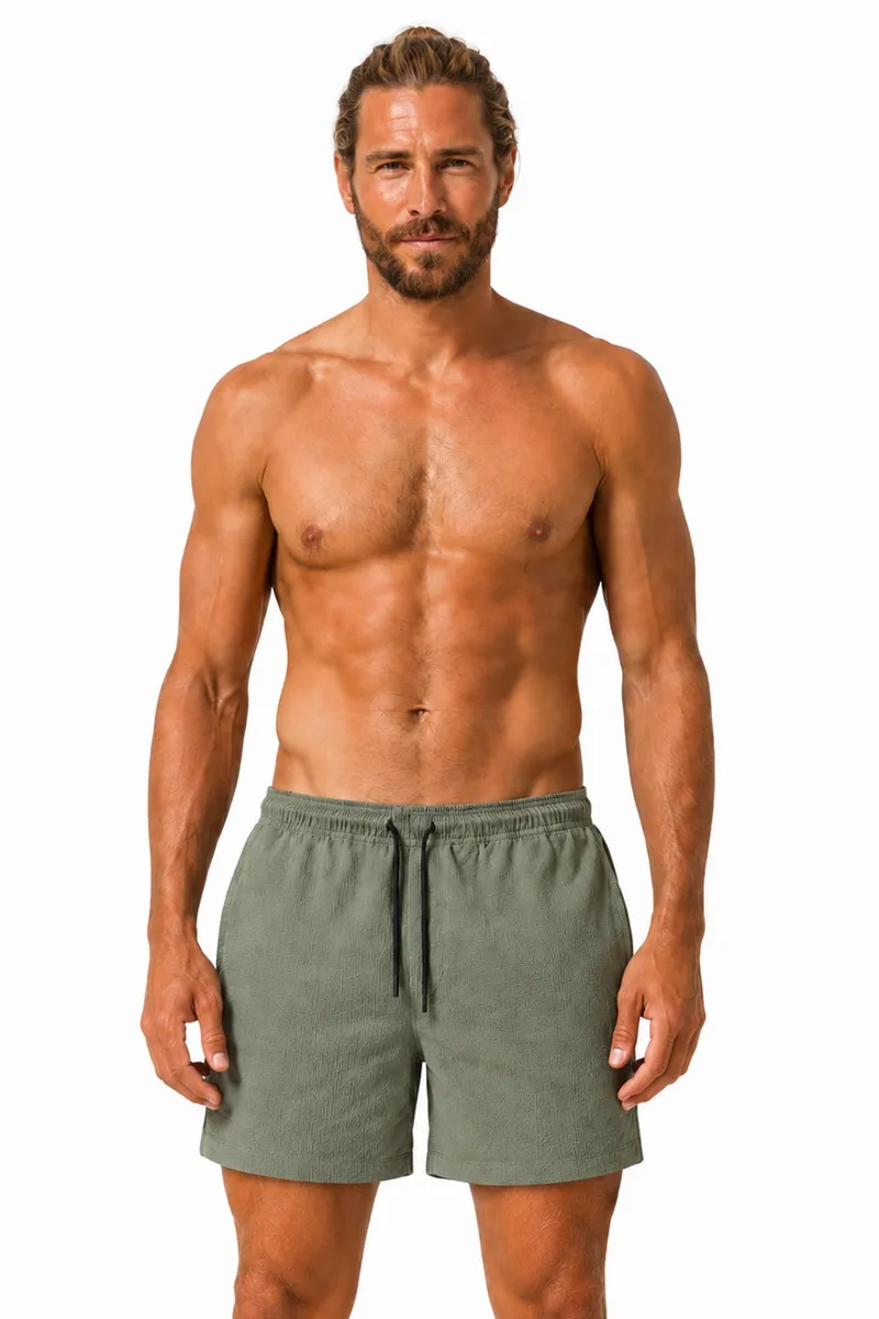 RAVENS VIEW IBIZA RAVENS VIEW IBIZA Herren vegan Badeshorts Khaki Wave, Olivgrün, – Produktbild 2 von 2