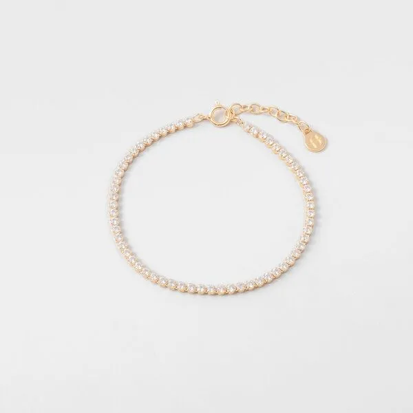 fejn jewelry fejn jewelry Armband 'sparkle tennis' mit Zirkonia Steinen, Gold, – Produktbild 1 von 3