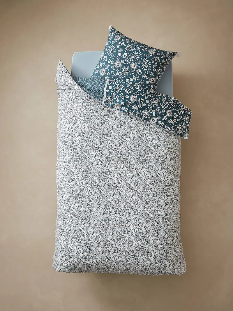 Vertbaudet Kinder Bettwäsche-Set PATCHWORK, Marine/wollweiß, – Produktbild 3 von 4
