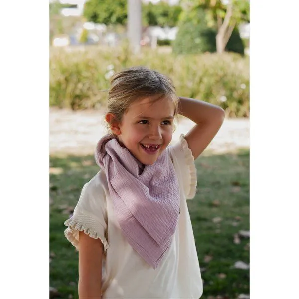Hutch&Putch Hutch&Putch Musselin Halstuch - Schal - Dreieckstuch für Kinder (6-14 Jahre) aus 100% Bio-Baumwolle, Mauve, – Produktbild 3 von 4