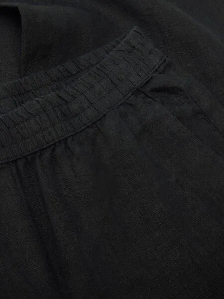 KnowledgeCotton Apparel KnowledgeCotton Apparel Posey Wide Mid-Rise Linen Pants, Jet black (schwarz), – Produktbild 1 von 3