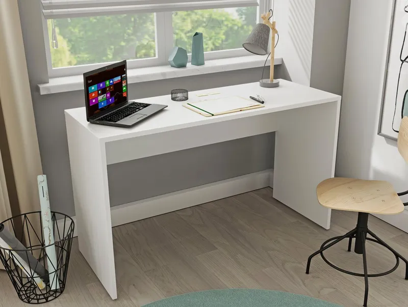 Home affaire Schreibtisch AGAPI, Breite 130, Computertisch im modernen Design & viel Arbeitsfläche, Weiß, – Produktbild 3 von 4