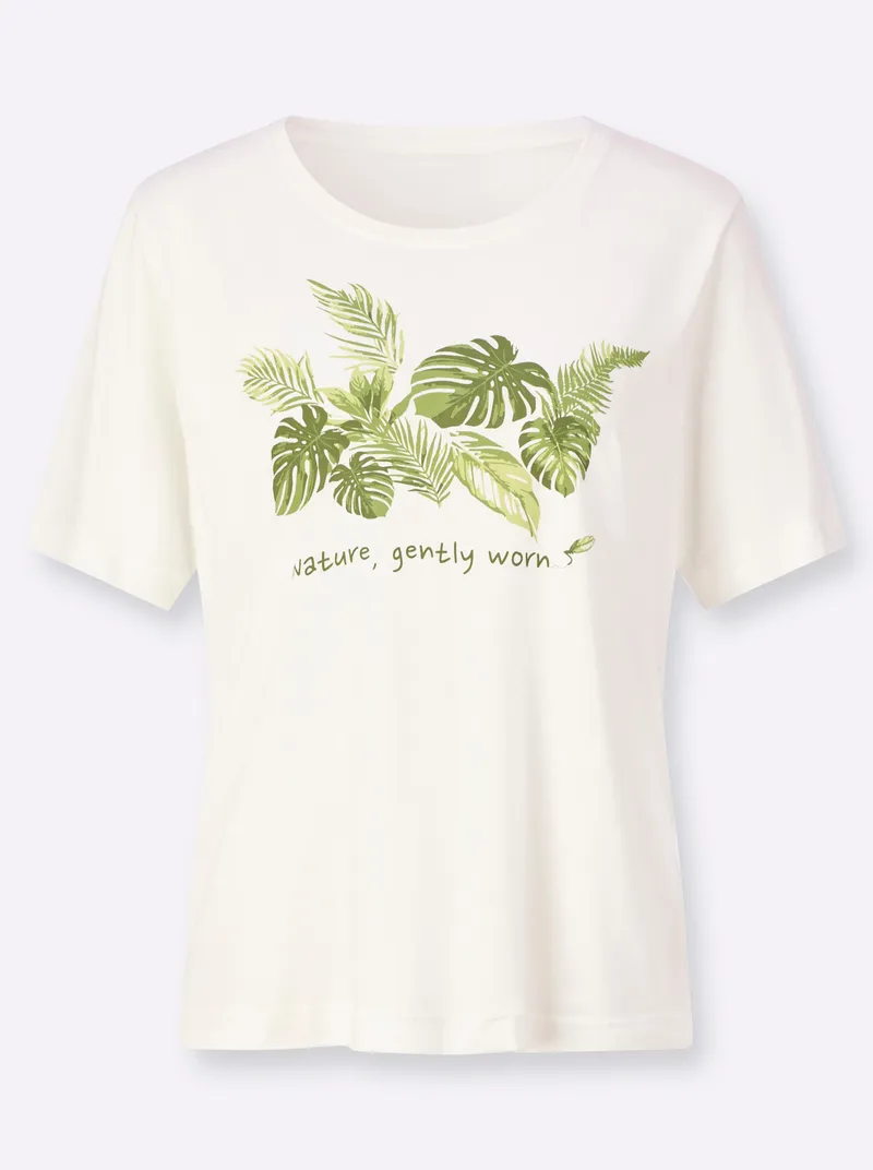 Witt Print-Shirt ecru-oliv-bedruckt, Ecru-oliv-bedruckt, – Produktbild 1 von 2