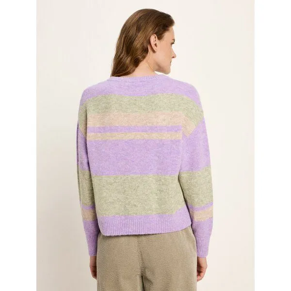 LANIUS LANIUS Streifenpullover aus Bio-Alpakawolle und Bio-Baumwolle, Lila (lupine) (melange) (multicolour), – Produktbild 3 von 4