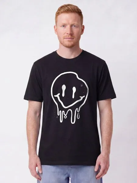 watapparel watapparel T-Shirt Unisex Smiley, Black, – Produktbild 2 von 2