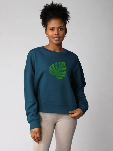 watapparel watapparel Sweatshirt Frauen Monstera 2.0, Deep teal, – Produktbild 2 von 2